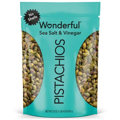 Wonderful Pistachios No Shells, Sea Salt & Vinegar Nuts, 22 Ounce Resealable Bag, Protein Snacks, Gluten Free, Healthy Snack