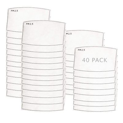 40 Pack Adult Size Face Mask Filters PM 2.5 Activated Carbon Disposable Filter Replacements for Reusable Cloth Face Covers