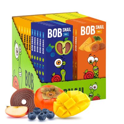 BOB SNAIL Healthy Fruit Snacks for Kids and Adults  60 Fruit Roll Up with Mango, Apple, Blueberry, Persimmon Vegan Low-Carb Variety Pack Leather Strips for KidsSugar Free Jerky Bar