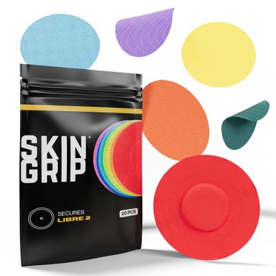 Skin Grip Freestyle Libre 2 Sensor Covers & Lingo CGM  Waterproof and Sweatproof Adhesive for 10-15 Days, Pre-Cut Medical Tape, Continuous Glucose Monitor Patch  20 Pack, Rainbow Pack
