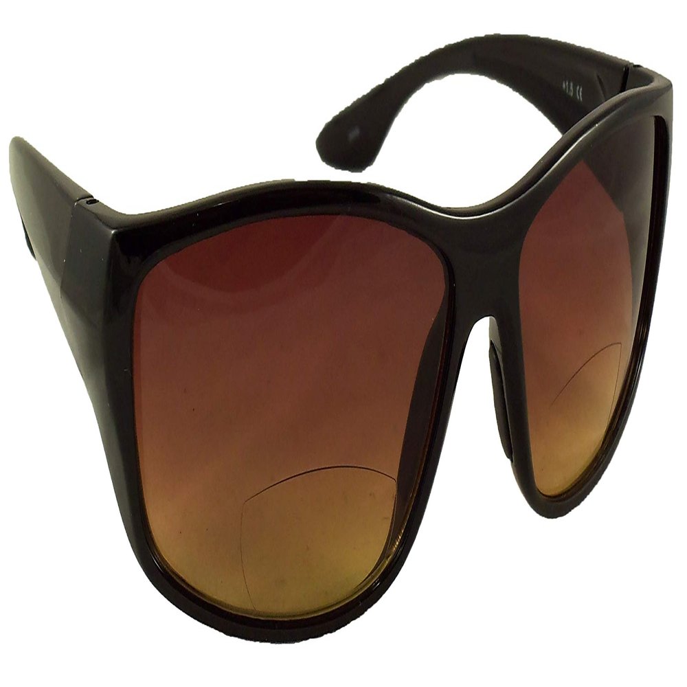 Ideal Eyewear Inner Bifocal Sunglasses - Sun Readers Antiglare Reading Glasses - Gradient UV400 Lens (Black Frame, 1.5)