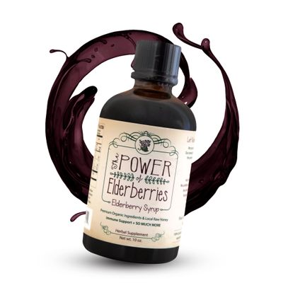 The POWER of Elderberries Elderberry Syrup 10 oz | Handcrafted Sambucus Elderberry Liquid with Raw Honey | No Refined Sugar or Preservatives | Family Wellness Support
