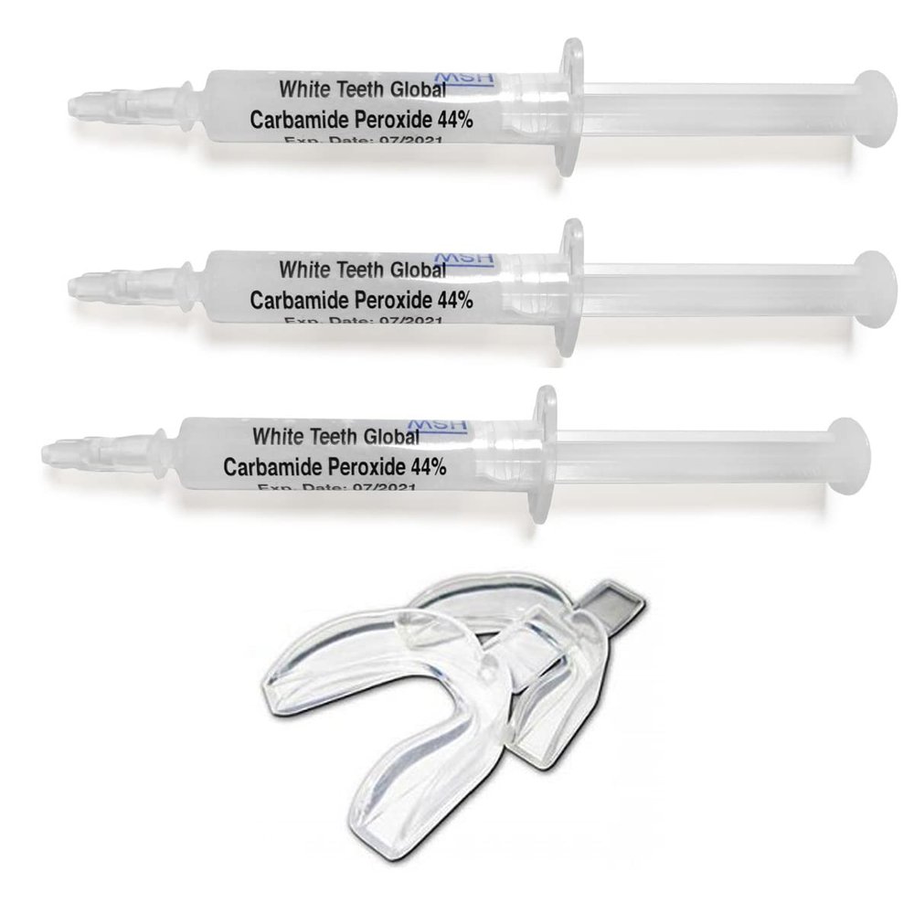 Teeth Whitening Gel Syringe Dispensers 44% Carbamide Peroxide, Tooth Bleaching Gel Multiple Quantities Available and Size Available (10 ml, 3) Mouth Trays Included.