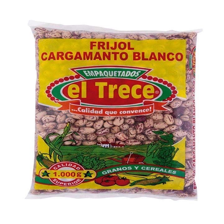 El Trece WHITE Beans - Frijoles Cargamanto BLANCO - 460g Ideal para Bandeja Paisa, Frijolada - Imported from Colombia