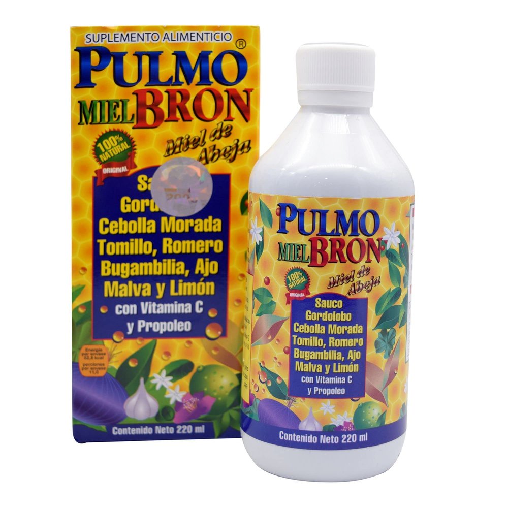 Lenico Pulmobron Herbal Syrup 220 ml with Honey, Vitamin C and Propolis, Botanical Extract Blend with Mullein, Thyme, Rosemary and Bougainvillea for Daily Wellness Support