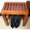 LSXIAO Shower Safety Seat, Solid Leisure Benches, Rubber Wood Ecology Moisture-Proof Non-Slip No Assembly Required for Kitchen, Living Room, Bathroom (Color : Brown, Size : 42x28x50cm) view 2