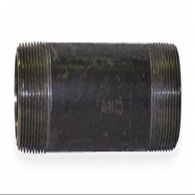1 in Black Steel Nipple, 2 in Overall Pipe Length, Threaded on Both Ends, Seamless, Pipe Schedule 16-Each