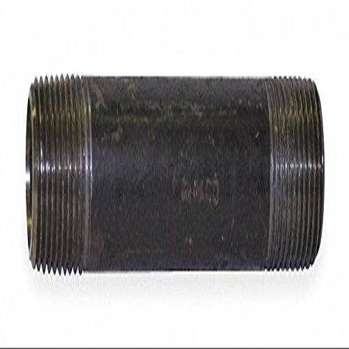 1 in Black Steel Nipple, 2 in Overall Pipe Length, Threaded on Both Ends, Seamless, Pipe Schedule 16-Each