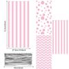 Blulu 105 Pcs Valentine's Day Pink Cellophane Bags with 100 Candy Twist Ties Valentines Treat Bag for Birthday Wedding Anniversary Baby Shower Favor Goody Bags in Polka Dot, Stripes and Chevron Design view 2