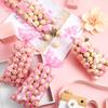 Blulu 105 Pcs Valentine's Day Pink Cellophane Bags with 100 Candy Twist Ties Valentines Treat Bag for Birthday Wedding Anniversary Baby Shower Favor Goody Bags in Polka Dot, Stripes and Chevron Design view 4