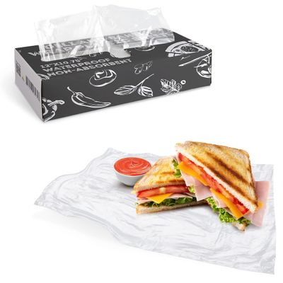 APQ Clear Wrap - Pre-Cut Plastic Deli Sheets, 12x10.75 Inches, 1000 Pack Leakproof Plastic Sheets for Food Service, Baked Gifts