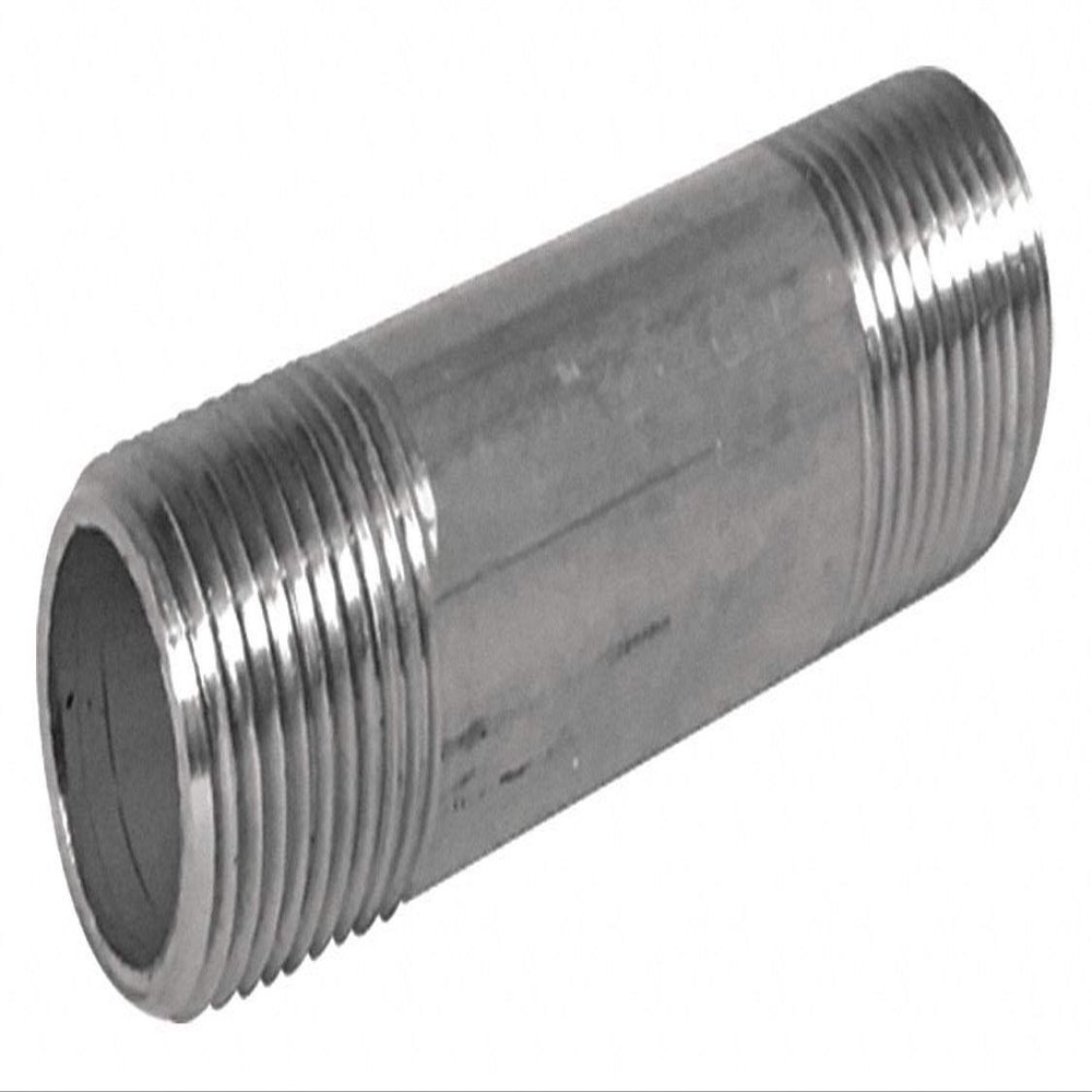 3/4 in x 1.5 in 316 Stainless Steel Nipple, Pipe Schedule 80, Threaded on Both Ends-Each