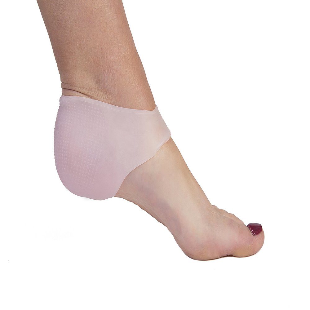 1pair Gel Heel Sleeve Moisturizing Silicone Heel Ankle Sleeve for Pain Relief Cushion (Pink)