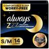 Always ZZZ Overnight Disposable Period Underwear for Women Small/Medium, 360 Coverage for Worry-Free Nights, 14 Count (2 Packs of 7) view 1