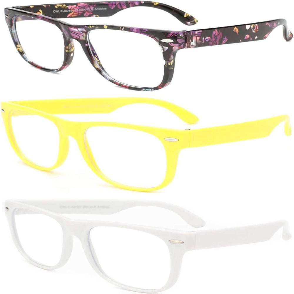 3 Pack Retro Mix Anti Blue Light Blocking Computer Kids Reading Gaming Glasses