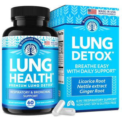 Lung Support Supplement - Natural Capsules for Lung Cleanse and Detox - Made in USA - Respiratory System; Mucus Clear - Vegan Supplement for Lung Detox; Respiratory Support - 60 Capsules