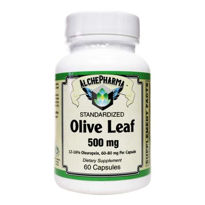 AlchePharma Olive Leaf Extract-500mg European Standardized to 12%-16% oleuropein (60-80mg per Capsule)