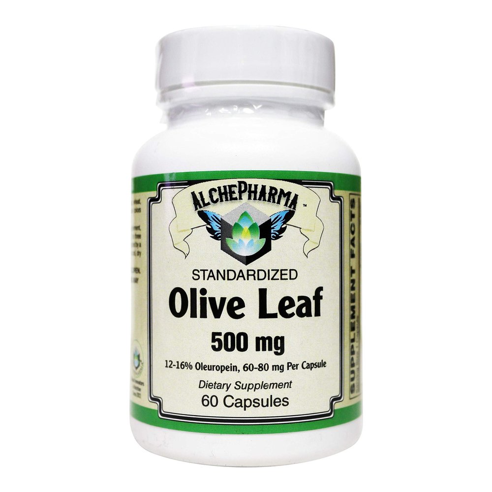 AlchePharma Olive Leaf Extract-500mg European Standardized to 12%-16% oleuropein (60-80mg per Capsule)