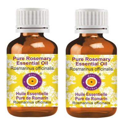 Deve Herbes Pure Rosemary Essential Oil (Rosmarinus officinalis) Steam Distilled (Pack of Two) 100ml X 2 (6.76 oz)