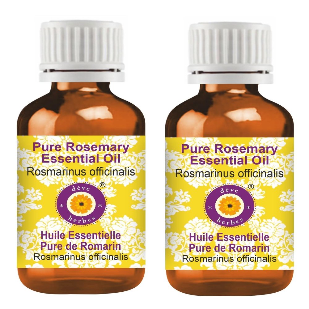 Deve Herbes Pure Rosemary Essential Oil (Rosmarinus officinalis) Steam Distilled (Pack of Two) 100ml X 2 (6.76 oz)