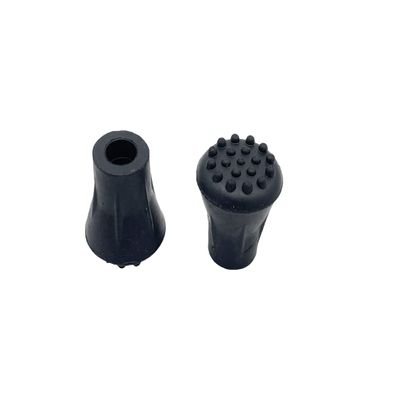 1/2" Extra Grip Black Rubber Replacement Cane Tips - 2 Pack