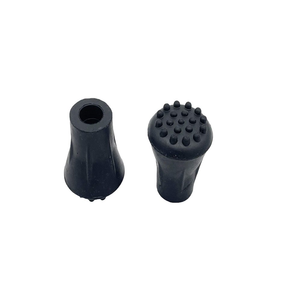 1/2" Extra Grip Black Rubber Replacement Cane Tips - 2 Pack