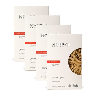 Monograno Felicetti Kamut Penne Rigate Pasta Italian Organic Non-GMO 17.6oz (500g) 4 Pack