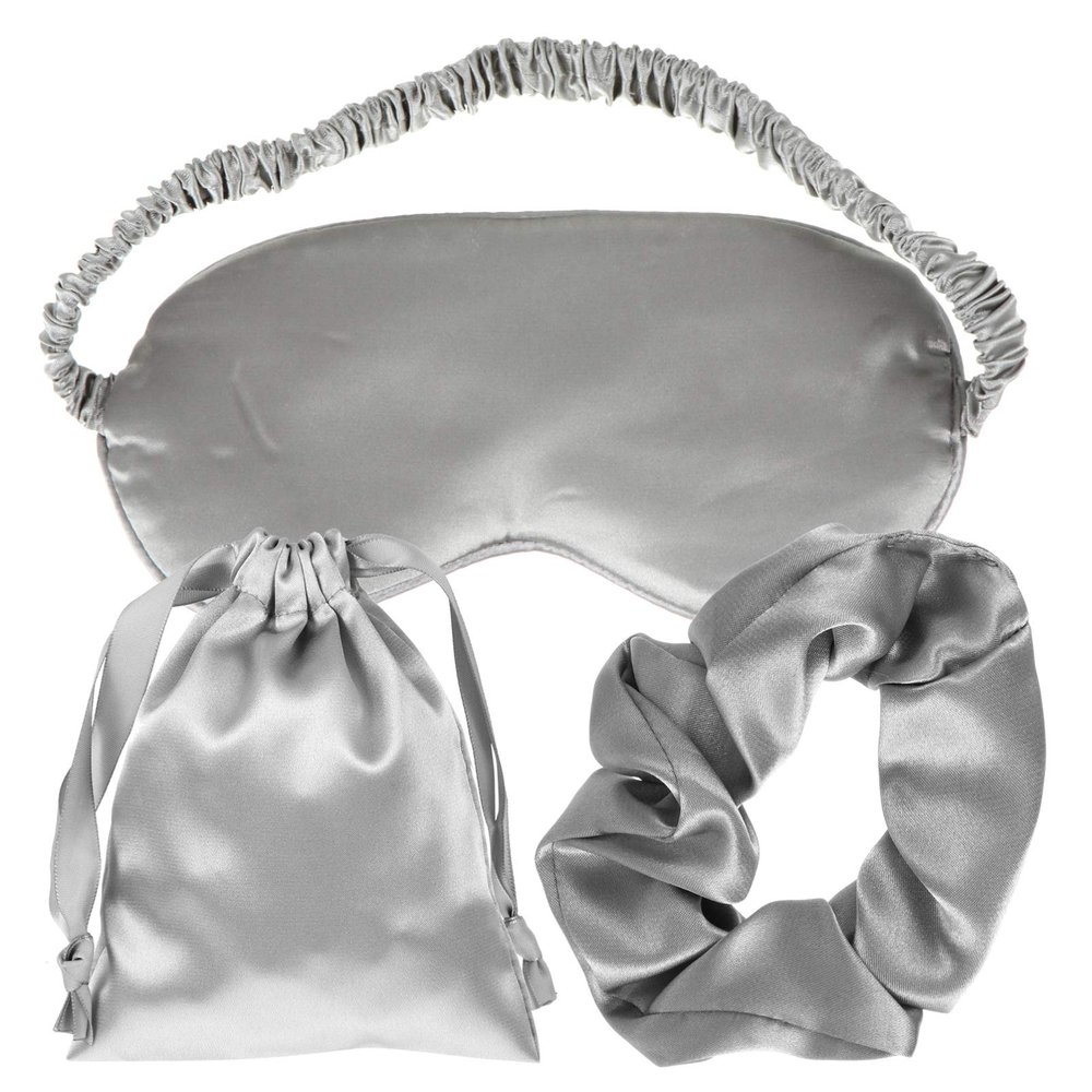 3pcs Silk Eye Mask Travel Sleeping Mask Hair Rope Drawstring Storage Bag Lightproof Eye Cover for and Relaxation for Home Go