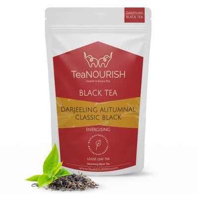 TeaNOURISH Darjeeling Autumnal Classic Black | Autumn Flush Loose Leaf | Strong, Robust Taste & Aroma | Freshly Sourced Direct From Origin | Brew Hot or Iced Tea - 3.53oz/100g