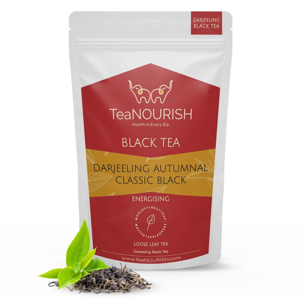TeaNOURISH Darjeeling Autumnal Classic Black | Autumn Flush Loose Leaf | Strong, Robust Taste & Aroma | Freshly Sourced Direct From Origin | Brew Hot or Iced Tea - 3.53oz/100g