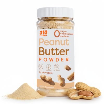 310 Nutrition High Protein Peanut Butter Powder - 100% Peanut Powder - Low Fat, Low Calorie, Sugar-free, Low Sodium, Gluten-Free, Vegan - Ideal for Keto Snacks, Shakes & Recipes - 6.5oz (184g)