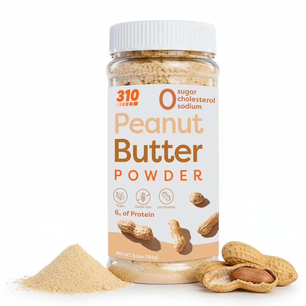 310 Nutrition High Protein Peanut Butter Powder - 100% Peanut Powder - Low Fat, Low Calorie, Sugar-free, Low Sodium, Gluten-Free, Vegan - Ideal for Keto Snacks, Shakes & Recipes - 6.5oz (184g)