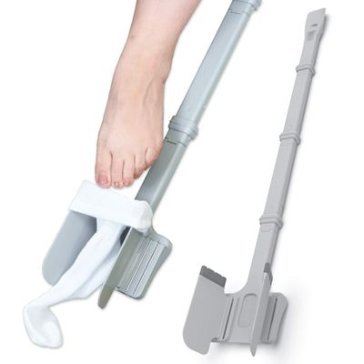 Sock Ox by Easy To Use Products, adjustable sock aid device for seniors, not for compression socks, travel-friendly for elderly with built-in shoe horn, up to 36 inches in length