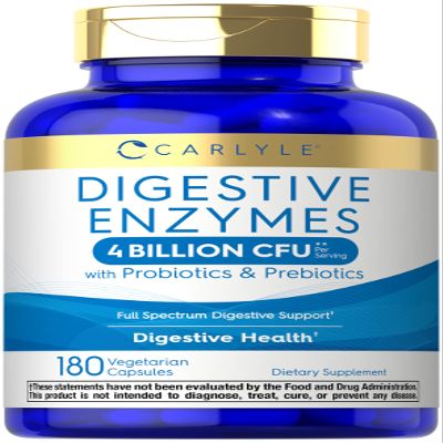 Carlyle Digestive Enzymes | with Probiotics & Prebiotics | 180 Capsules | Non-GMO and Gluten Free Supplement for Men & Women
