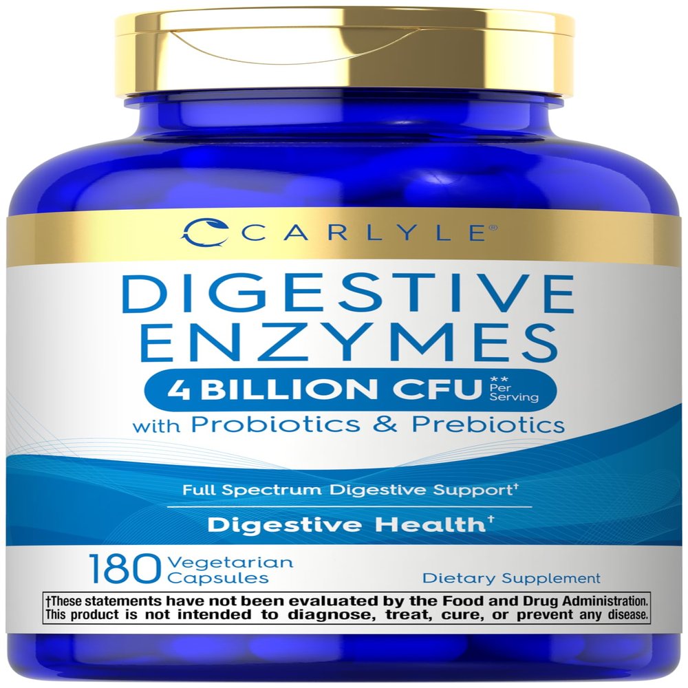 Carlyle Digestive Enzymes | with Probiotics & Prebiotics | 180 Capsules | Non-GMO and Gluten Free Supplement for Men & Women