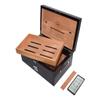 69Bourbons Cigar Humidor - Cigar Box for 150 Cigars with Hygrometer & Divider, Dark Madagascan Ebony Wood Exterior, Locking Box, Removable Humidifier, Tray, Dividers, Piano Hinges view 3