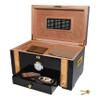69Bourbons Exotic Cigar Humidor - Large Ebony Wood Storage Box with Spanish Cedar Wood Interior, Accessory Drawer, Exterior Hygrometer - Airtight Humidity, Removable Dividers - Cabinet for 150 Cigars view 1