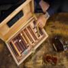 69Bourbons Exotic Cigar Humidor - Large Ebony Wood Storage Box with Spanish Cedar Wood Interior, Accessory Drawer, Exterior Hygrometer - Airtight Humidity, Removable Dividers - Cabinet for 150 Cigars view 2