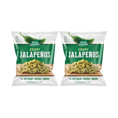 Fresh Gourmet Crispy Lightly Salted Jalapenos Crunchy Snack and Salad Topper 16 Ounce (Pack of 2)