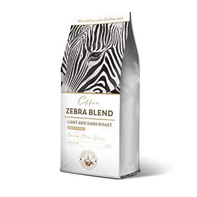 World Traveler Coffee Roasters, Whole Bean Coffee, Medium Roast, 12 Ounce (Zebra Blend)