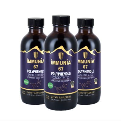 Immunia 67 Polyphenols - Elderberry Concentrate & Antioxidant Fruits. Premium Antioxidant Supplement with 67 Polyphenols (Anthocyanins, Quercetin, Resveratrol, etc.) 24-Day Supply per Bottle (3-Pack)