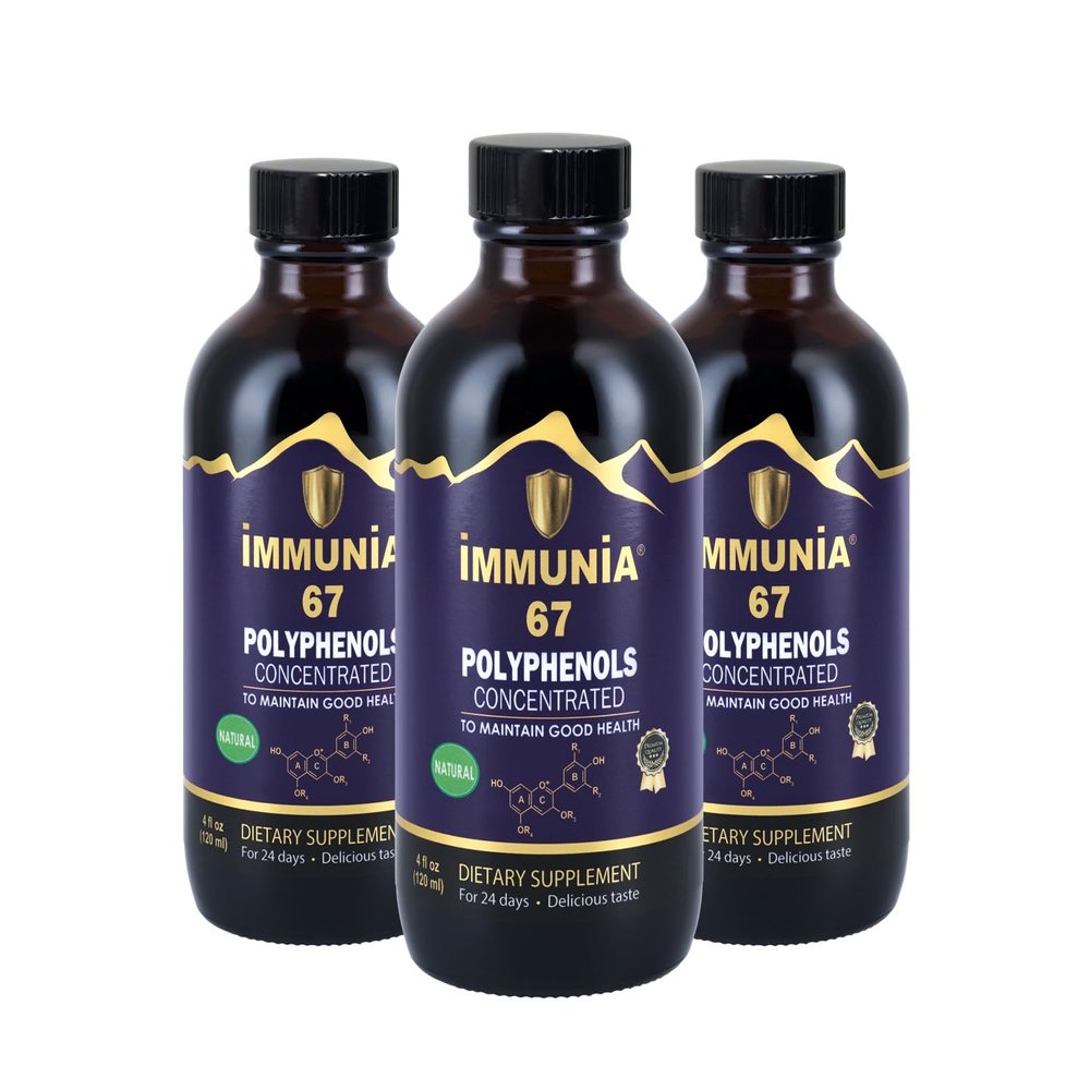 Immunia 67 Polyphenols - Elderberry Concentrate & Antioxidant Fruits. Premium Antioxidant Supplement with 67 Polyphenols (Anthocyanins, Quercetin, Resveratrol, etc.) 24-Day Supply per Bottle (3-Pack)