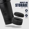 BlenderBottle Shaker Bottle with Pill Organizer and Storage for Protein Powder, Classic V2 ProStak System, 22-Ounce, Midnight Black view 2