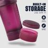 BlenderBottle Shaker Bottle with Pill Organizer and Storage for Protein Powder, Classic V2 ProStak System, 22-Ounce, Plum view 2