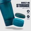 BlenderBottle Shaker Bottle with Pill Organizer and Storage for Protein Powder, Classic V2 ProStak System, 22-Ounce, Ocean Blue view 2