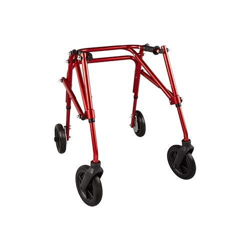 4 Wheel Klip Lightweight Medical Posterior Rollator Walker-Gait Trainer for Toddlers, Kids, Teens with Special Needs, Cerebral Palsy -8" Outdoor Front Swivel Wheels, Height Adjustable, Folds (Small)
