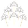 Donoter 48 Pieces Silver Glitter Princess Crown Cupcake Toppers Picks for Birthday Baby Shower Party Cake Decorations view 1