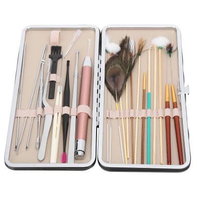 23 Pcs Ear Wax Removal Kit, Lighted Ear Pick Double Ended Ear Scoop Spoon Tweezer Stainless Steel Ear Wax Removal Tools with Storage Box(Black)