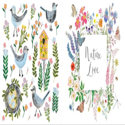 Floral Romance Nature Beauty Paper Beverage Cocktail Napkins, Bundle of 2 (20 count) Packages