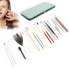 23 Pcs Ear Wax Removal Kit, Lighted Ear Pick Double Ended Ear Scoop Spoon Tweezer Stainless Steel Ear Wax Removal Tools with Storage Box(Green) view 2